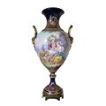 Tibor de Porcelana y Bronce Tentacion Pintado a Mano y Firmado Francia