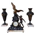 Reloj de Mesa Antimonio y Marmol Cazador de Aguilas SXIX