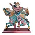 Guerrero Cabalgando Figura de Teja Esmaltada China Dinastia Qing