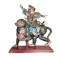 Guerrero Montado en Mono Figura de Teja Esmaltada China Dinastia Qing